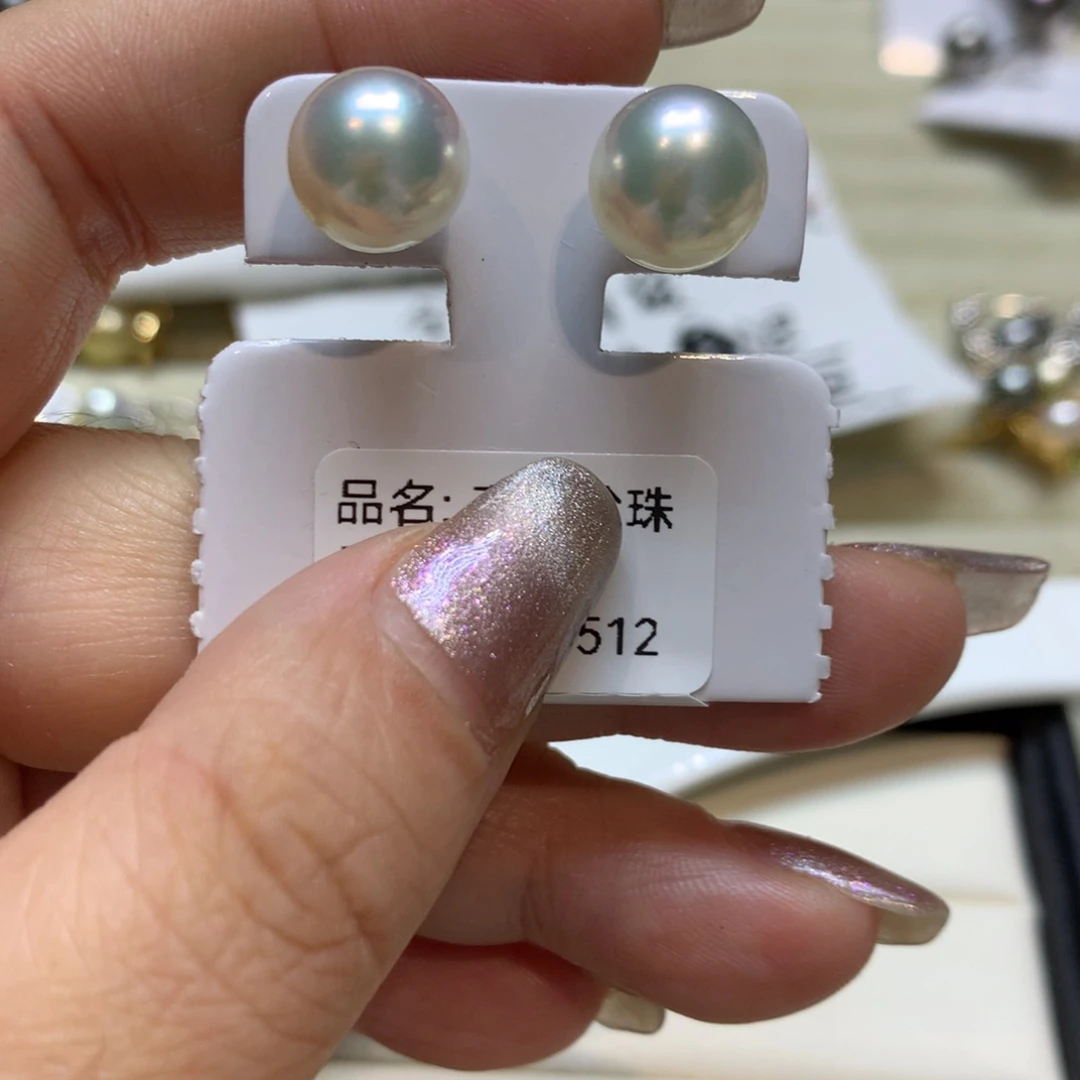 银S925镶嵌海水珍珠耳饰