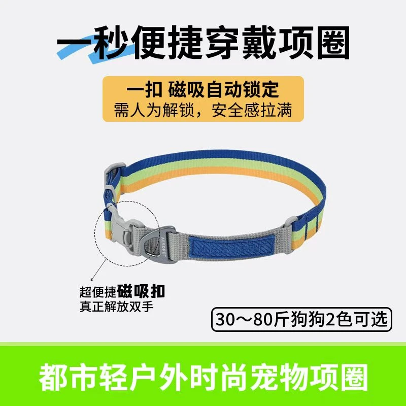 绿光花色宠物项圈防爆冲项圈耐磨透气大中型犬牵引绳金毛柯基