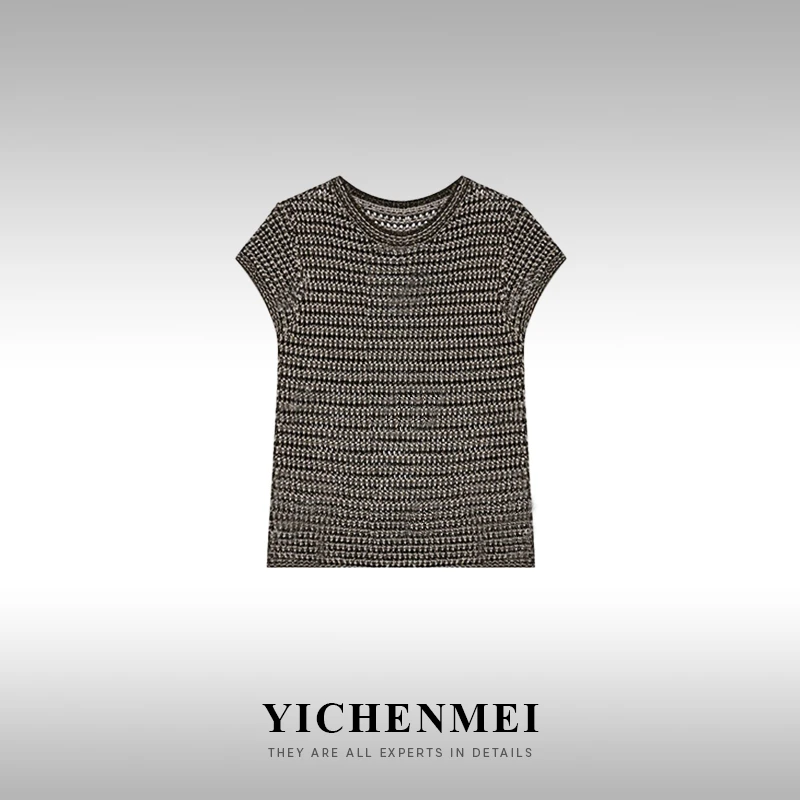 【JB-1099】针织短袖T恤春季上衣女2024新款薄款镂空衣服宽松小衫