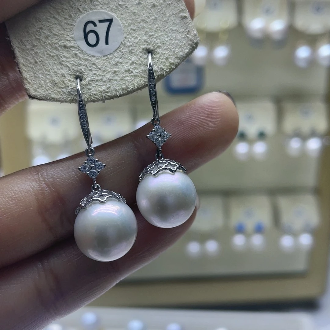 淡水珍珠耳饰银S925镶嵌