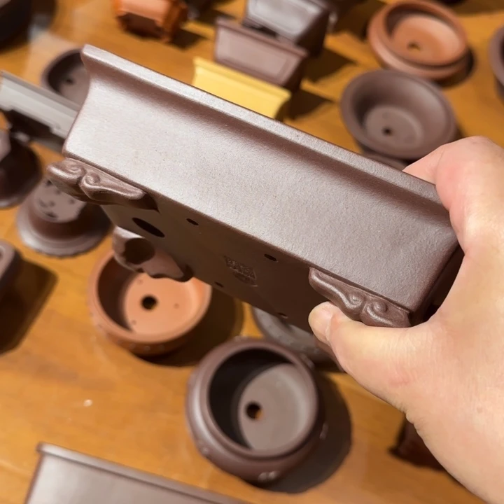 一***染紫砂花盆原矿紫泥