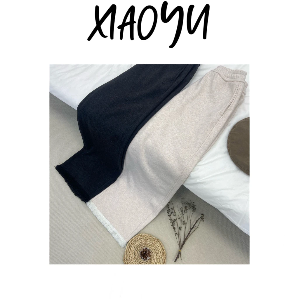 【加绒流苏裤】S新韩系订单款咩毛显瘦百搭流苏直筒休闲洋气24955