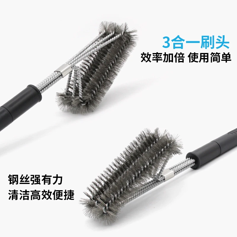 加密款钢丝不锈钢三头烧烤刷 烤炉烤架清洁刷（不包邮）