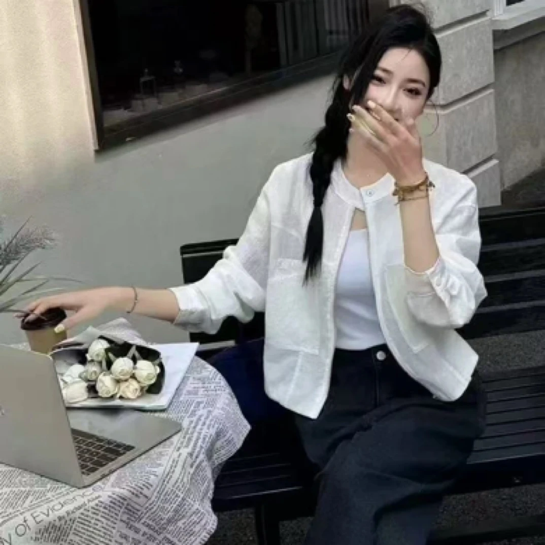 欧洲站2025夏新款宽松小个子休闲轻薄透气长袖外套女短款防晒上衣