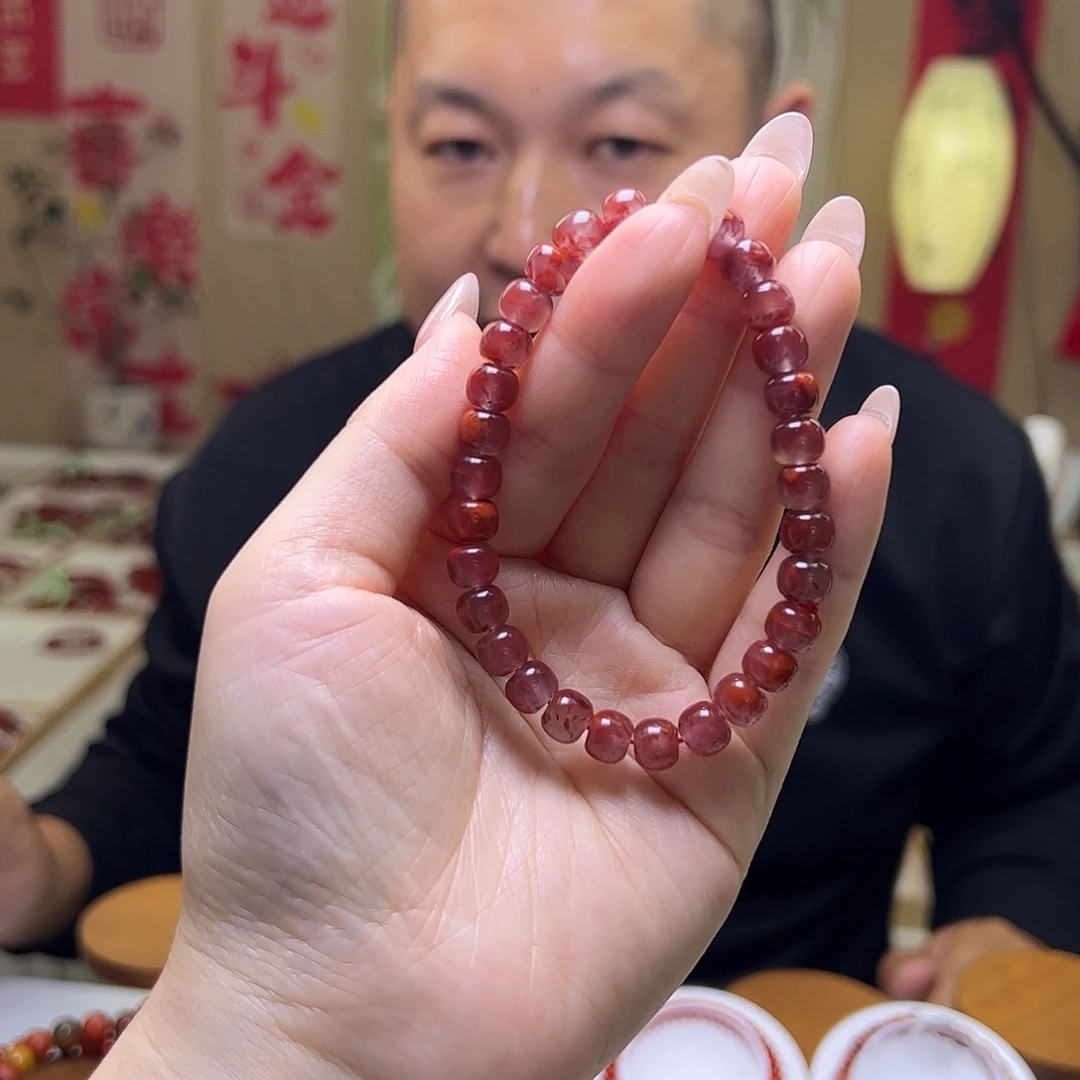 南红玛瑙未镶嵌7mm冰飘随型手串