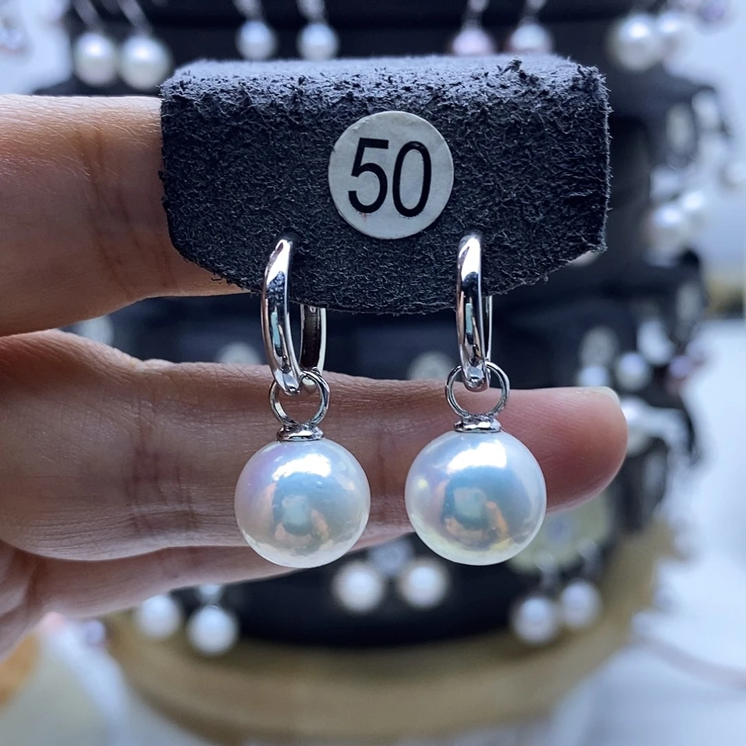 银S925镀金镶嵌淡水珍珠耳饰