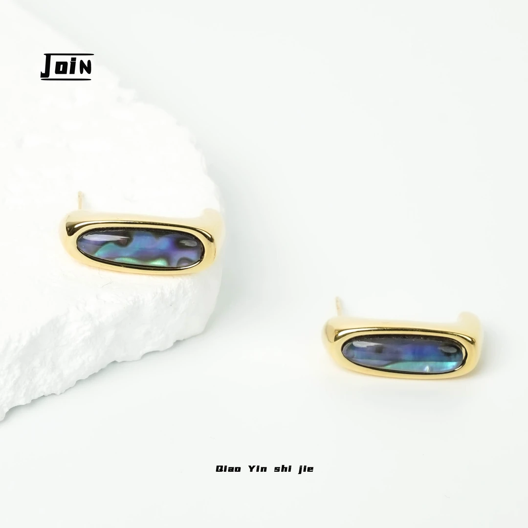 铜合金耳饰 气质蓝色轻奢时尚百搭复古耳钉NL09544【深海的眼泪】a