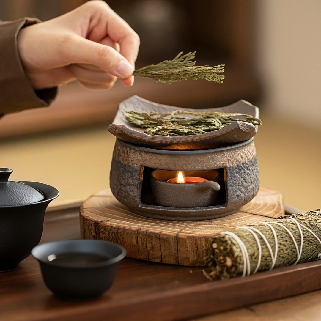 熏香炉手作日式烘烤炉陶瓷熏香植物雪松香薰炉烤茶炉桌面摆件