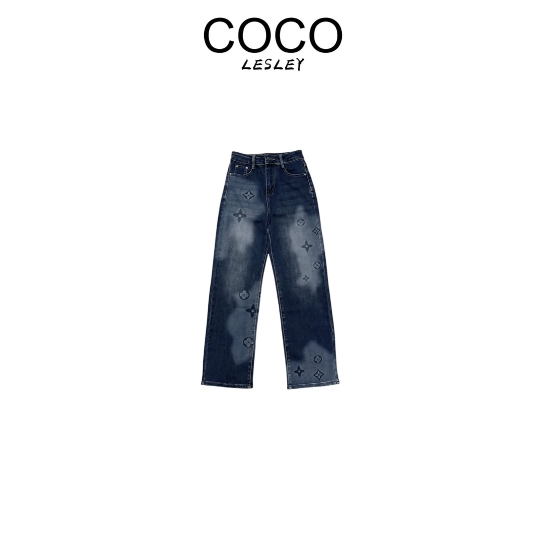【COCO LESLEY】时尚街头百搭高腰直筒牛仔裤7803