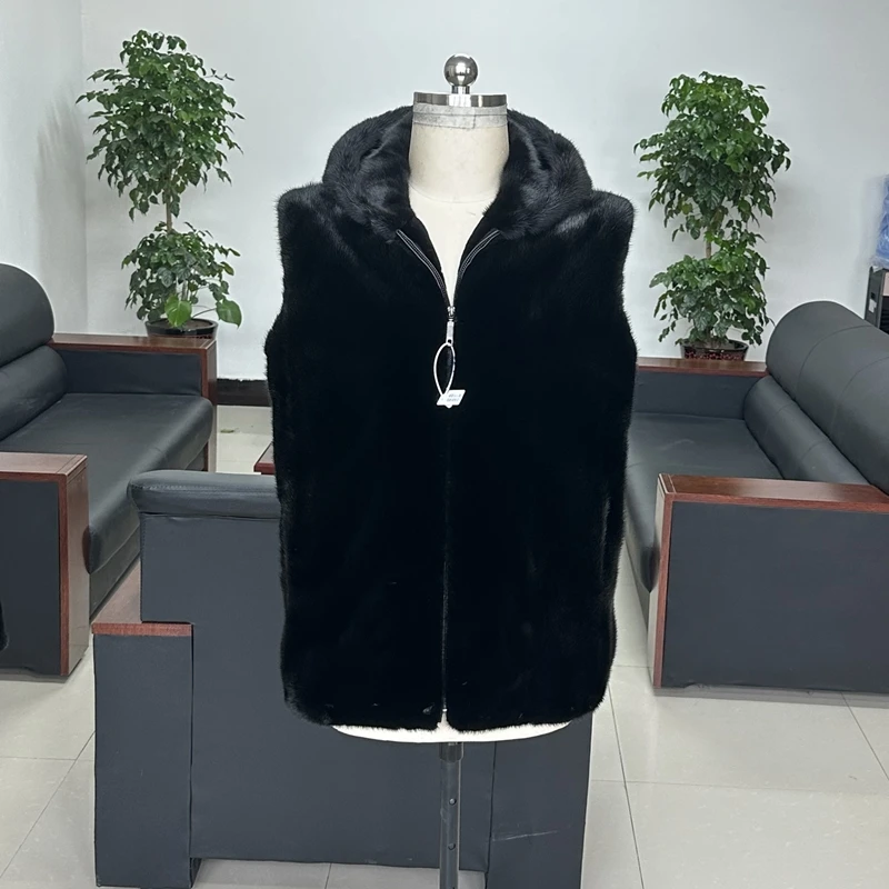 凡贝狄宝嘉美水貂皮草貂皮大衣男貂皮男丹麦真貂整貂马甲外套