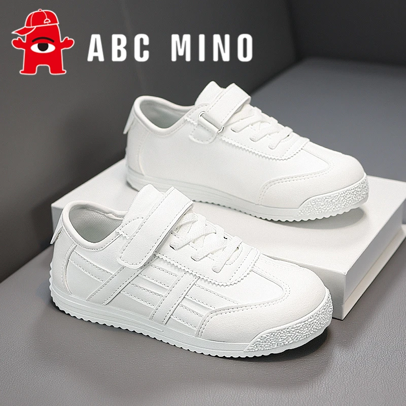 ABC MINO女童鞋秋季2025新款儿童休闲板鞋中大童魔术贴运动小白鞋