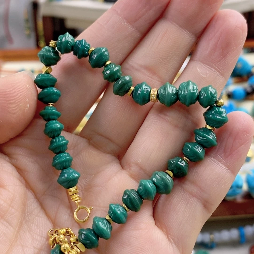 绿松石18K金镶嵌柏香手链