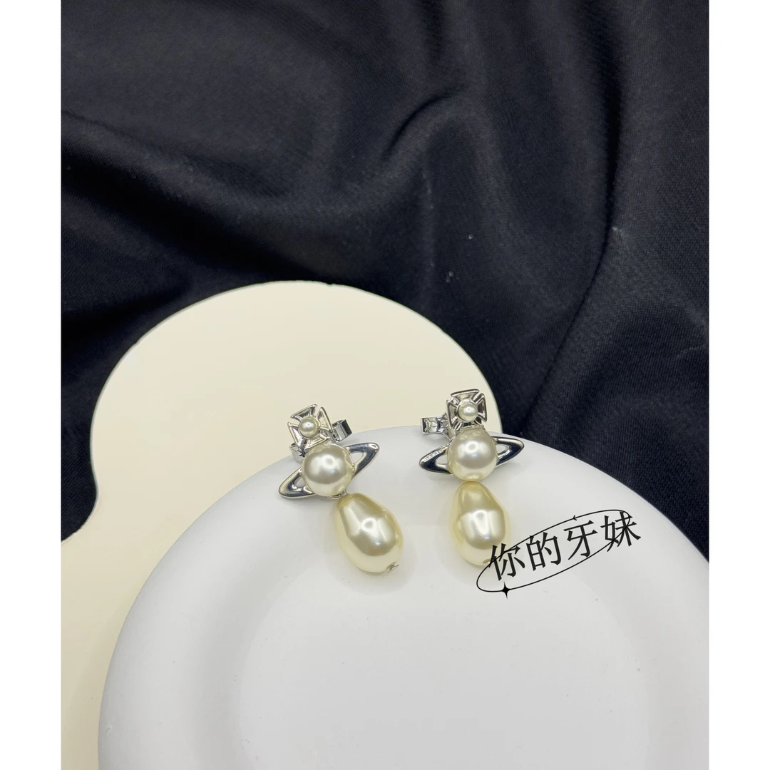 合金耳饰 小土星水滴耳钉ED250复古时尚轻奢精致百搭时尚