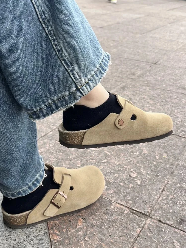 【牛皮】【真软木中底】【情侣款】半托外穿包头勃肯鞋