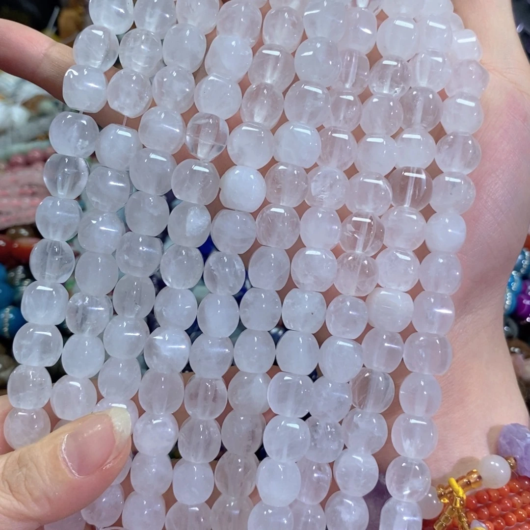 玛瑙/玉髓未镶嵌珠宝半成品白水晶瓜珠一条卡11mm