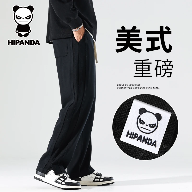 Hi Panda你好熊猫秋季美式休闲裤男士潮流百搭宽松直筒垂感长裤男