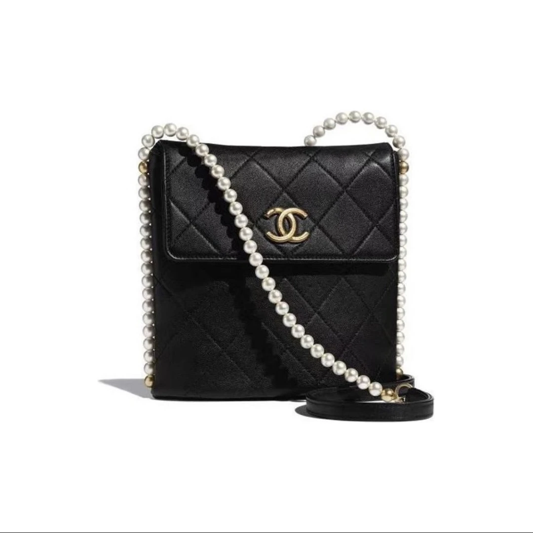 全新未使用 Chanel/香奈儿 黑金限定珍珠hobo白鹿同款