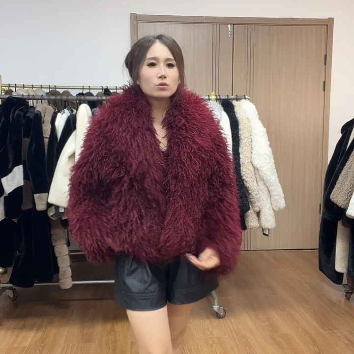 皮毛一体外套女短款