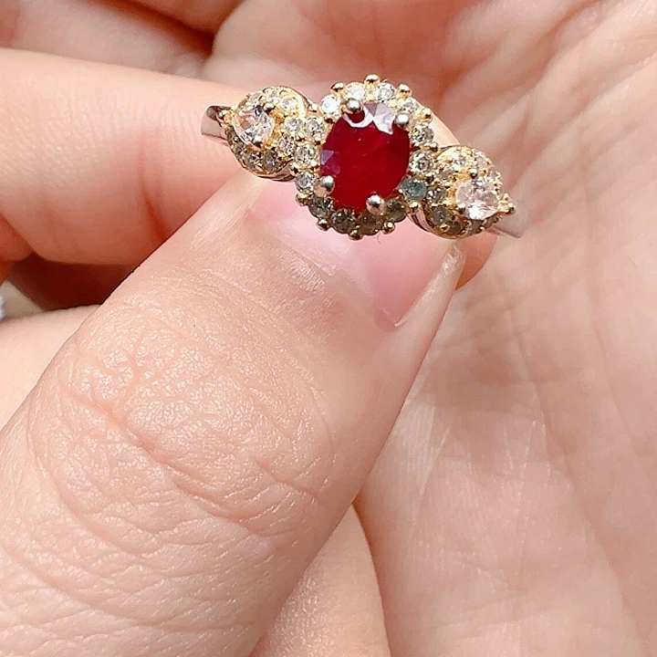 银S925镶嵌红宝石戒指