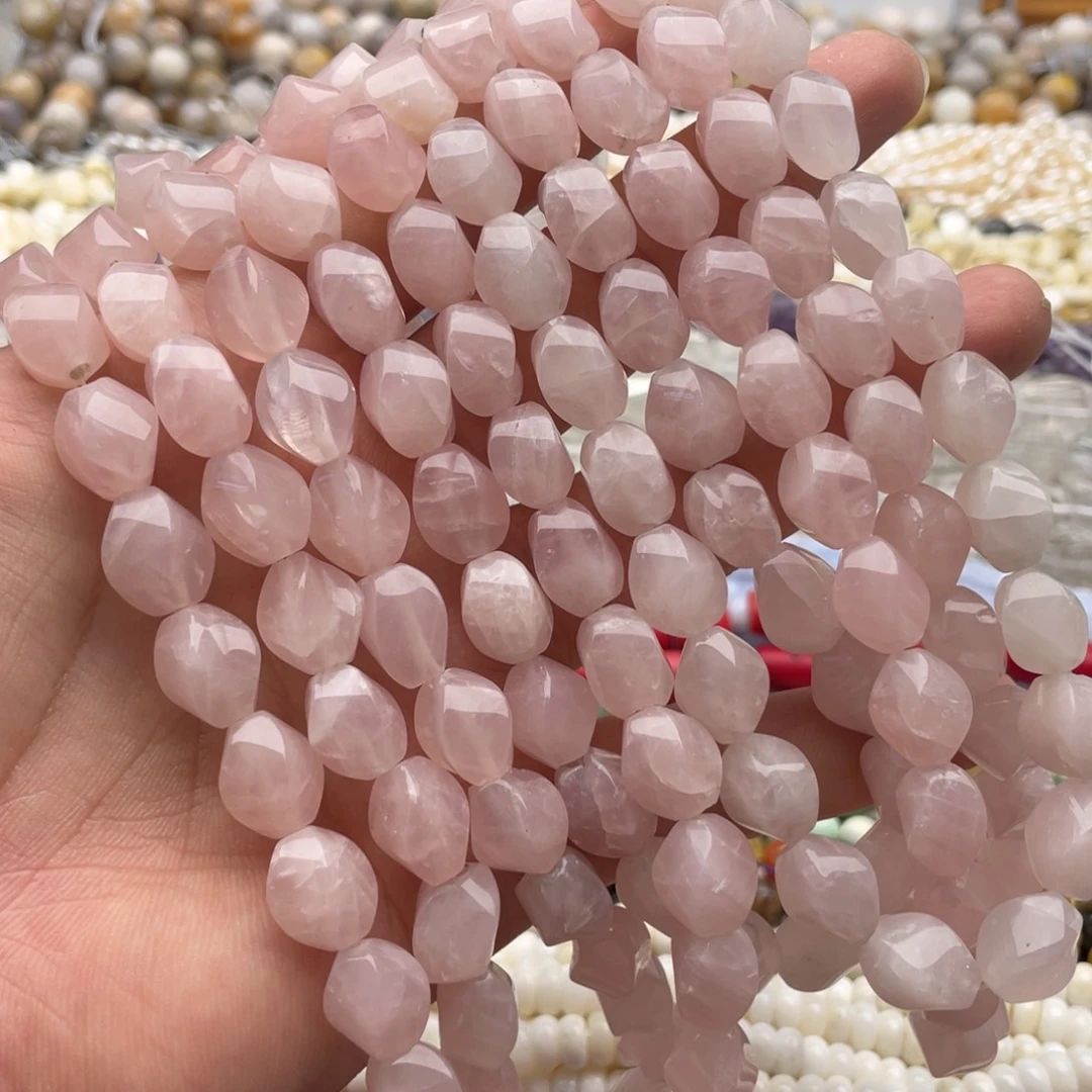 未镶嵌玛瑙/玉髓珠宝半成品一条装粉水纽珠8*12mm