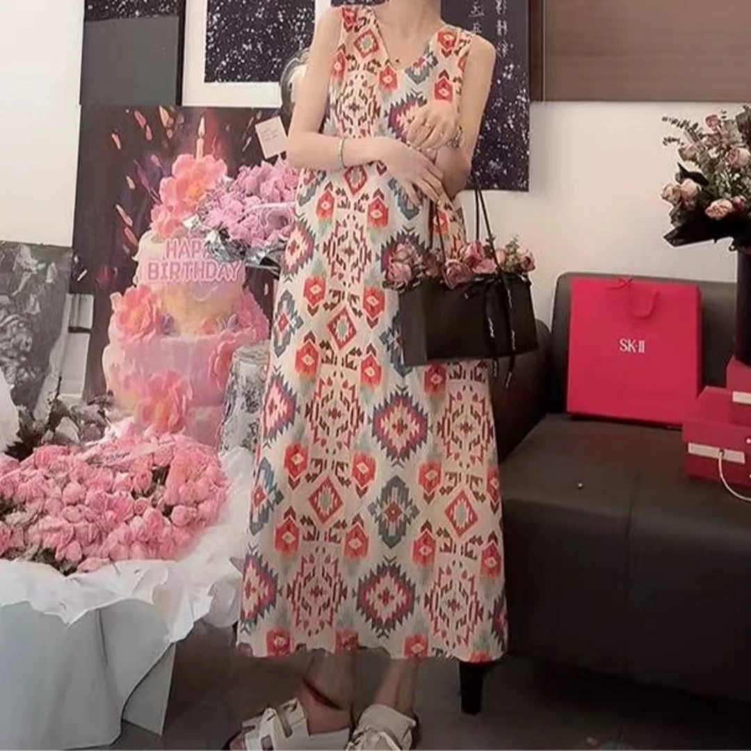 Manmi 海岛度假风V领背心裙 9060（C8架）