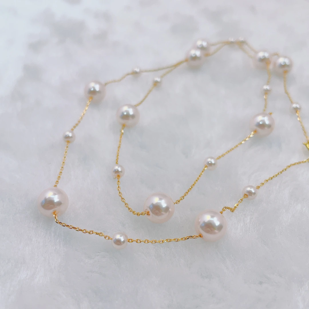 铜合金项链 轻奢贝珠项链毛衣链一款多带时尚颈链