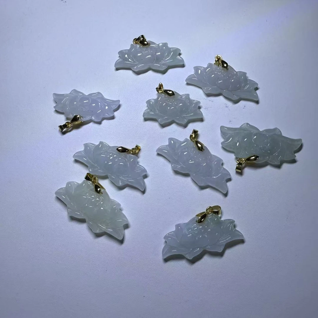 天然A货翡翠莲花吊坠-c002-多样性发一