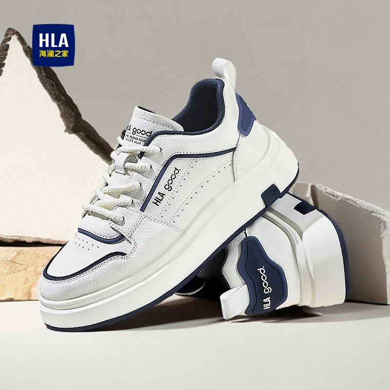 HLA/海澜之家男鞋2025冬季新款男士时尚休闲板鞋增高耐磨小白鞋潮