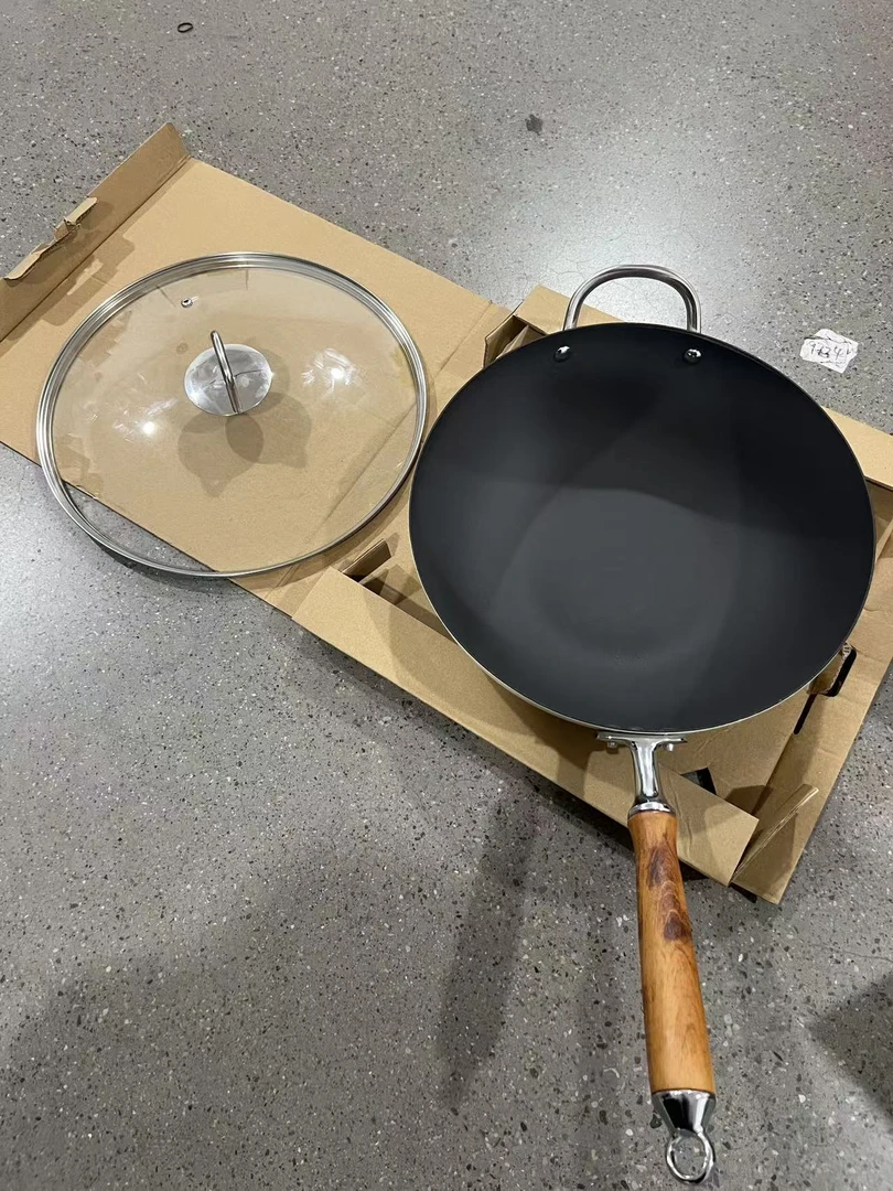 3296中式珐琅炒锅精铁厨房用具炒菜专用烹饪用具