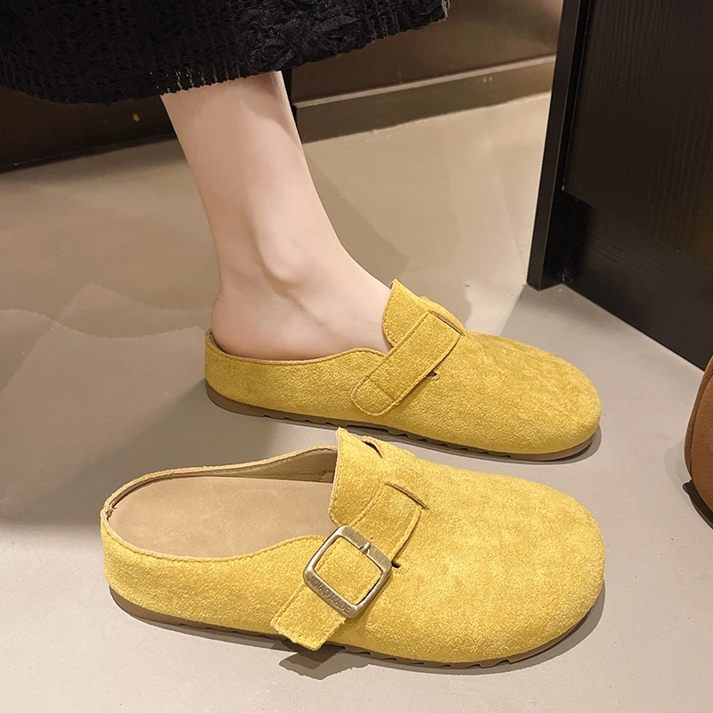 勃肯鞋包头半拖鞋女软底夏外穿仙女风配裙子半托单鞋厚底凉拖鞋