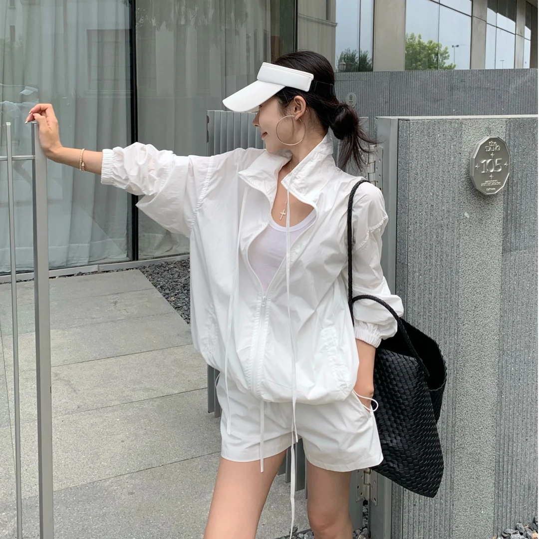 休闲慵懒运动风防晒套装高品质洋气运动防晒服休闲短裤1029#