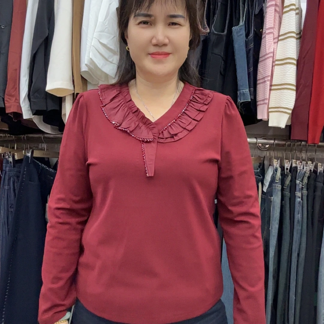 22025秋季新款休闲风V领百搭气质T恤69065