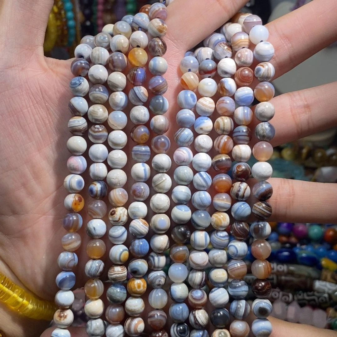 未镶嵌，带眼缠丝玛瑙8mm，石英质玉