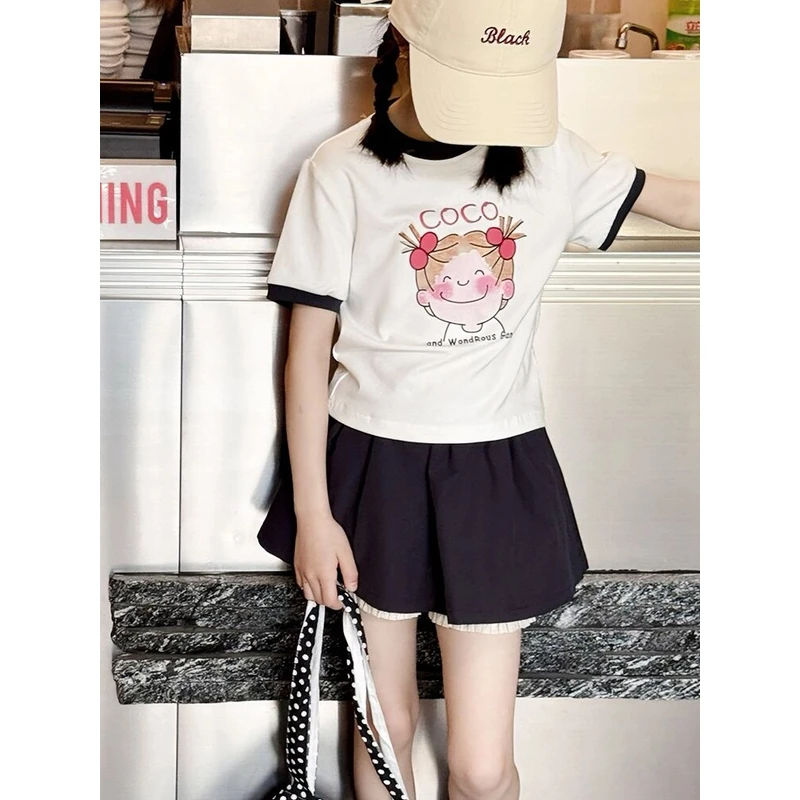 女童短袖T恤夏季2025新款儿童印花上衣韩版中大童休闲打底衫洋气