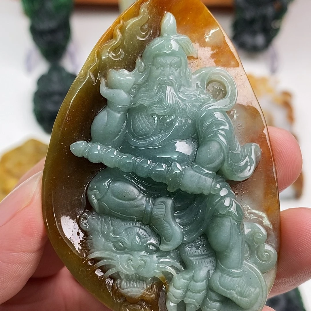 定制翡翠未镶嵌赵公明（净货）