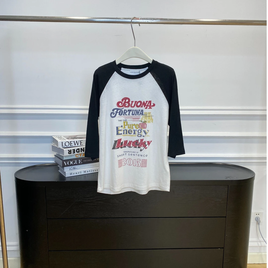 SHORT SeNTeNCe复古拼色印花T恤25年春25SSTS24-MX49——1200