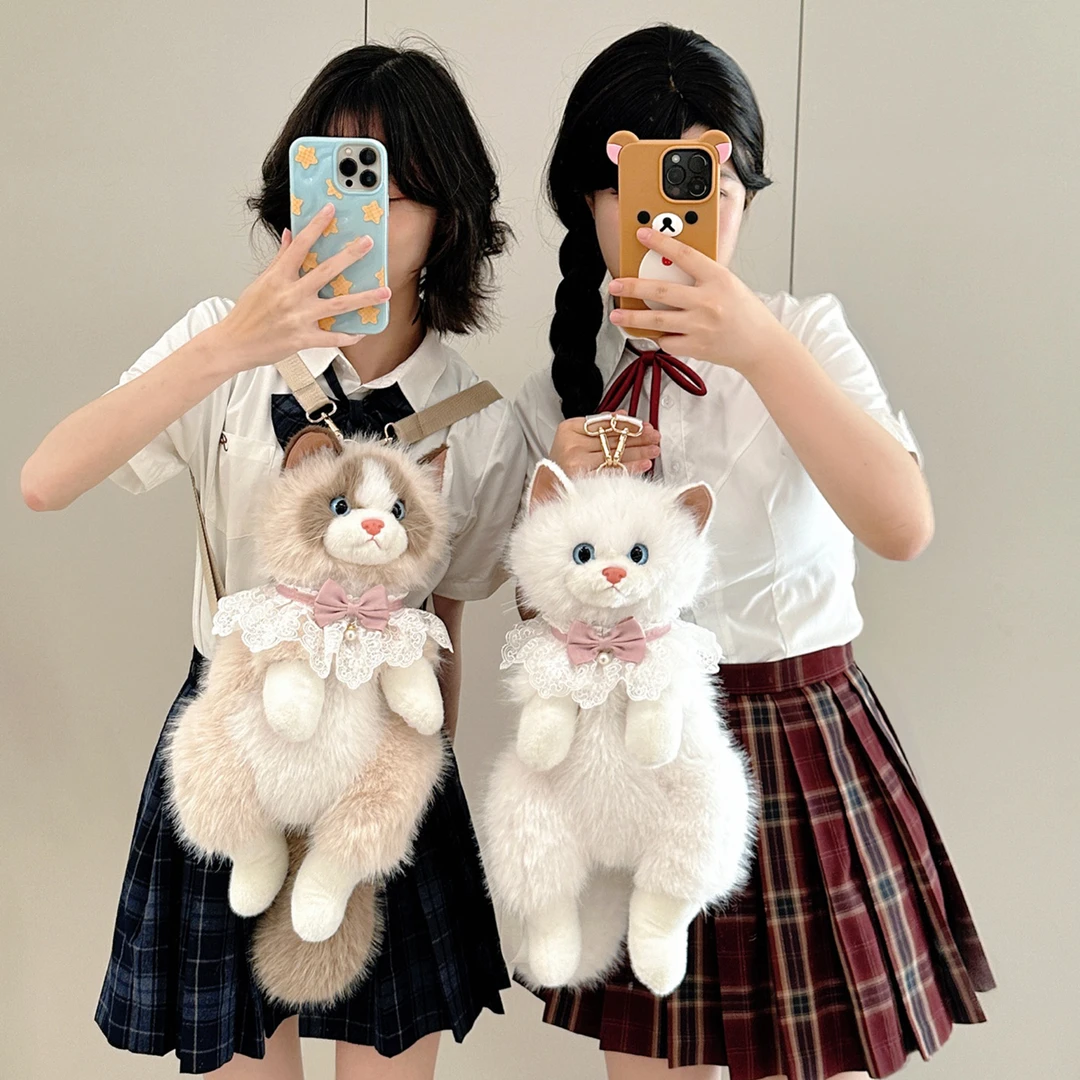原创仿真布偶猫咪玩偶双肩包可爱毛绒玩具公仔背包送女生生日礼物
