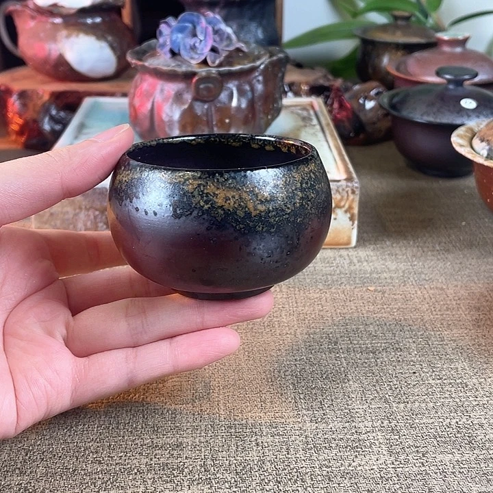 瓷片景德镇柴烧。 乌金泥杯子。21号