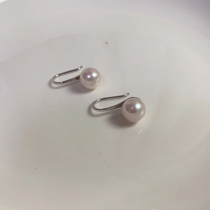 银S925镶嵌海水珍珠耳饰