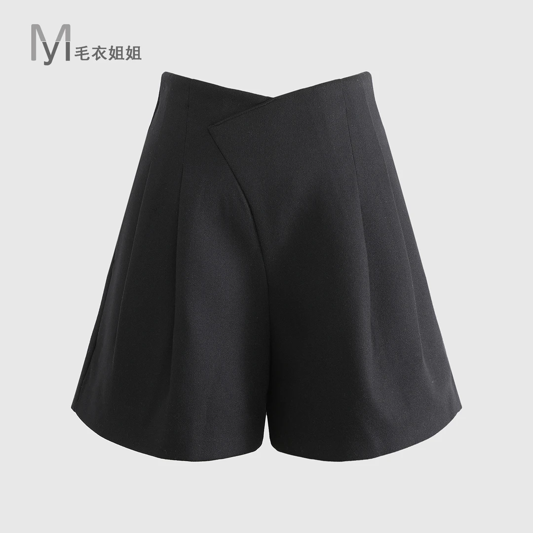 时尚百搭简约高腰显瘦阔腿短裤女5216-8639