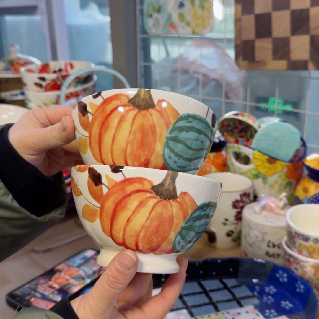 陶瓷5英寸南瓜碗两只看图