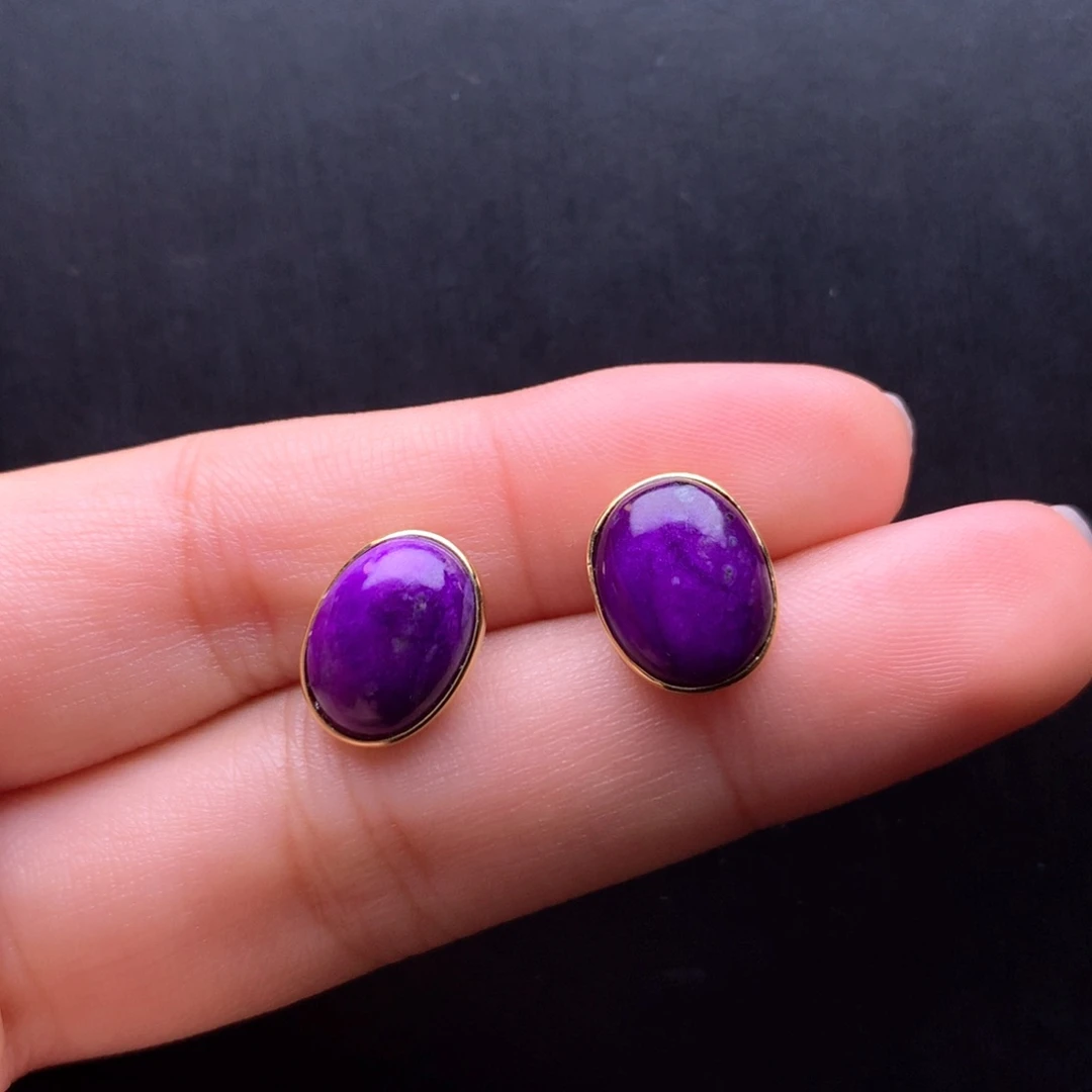 苏纪石（舒俱来）耳钉18K金镶嵌