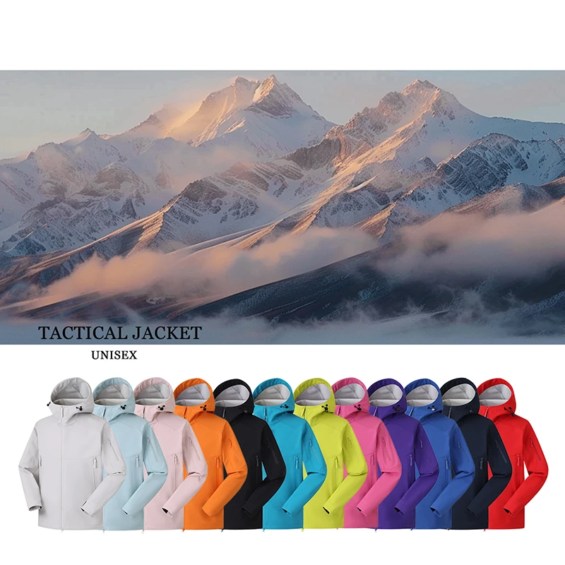 【户外三防】立体裁剪户外机能登山防风抓绒情侣连帽冲锋衣C2429