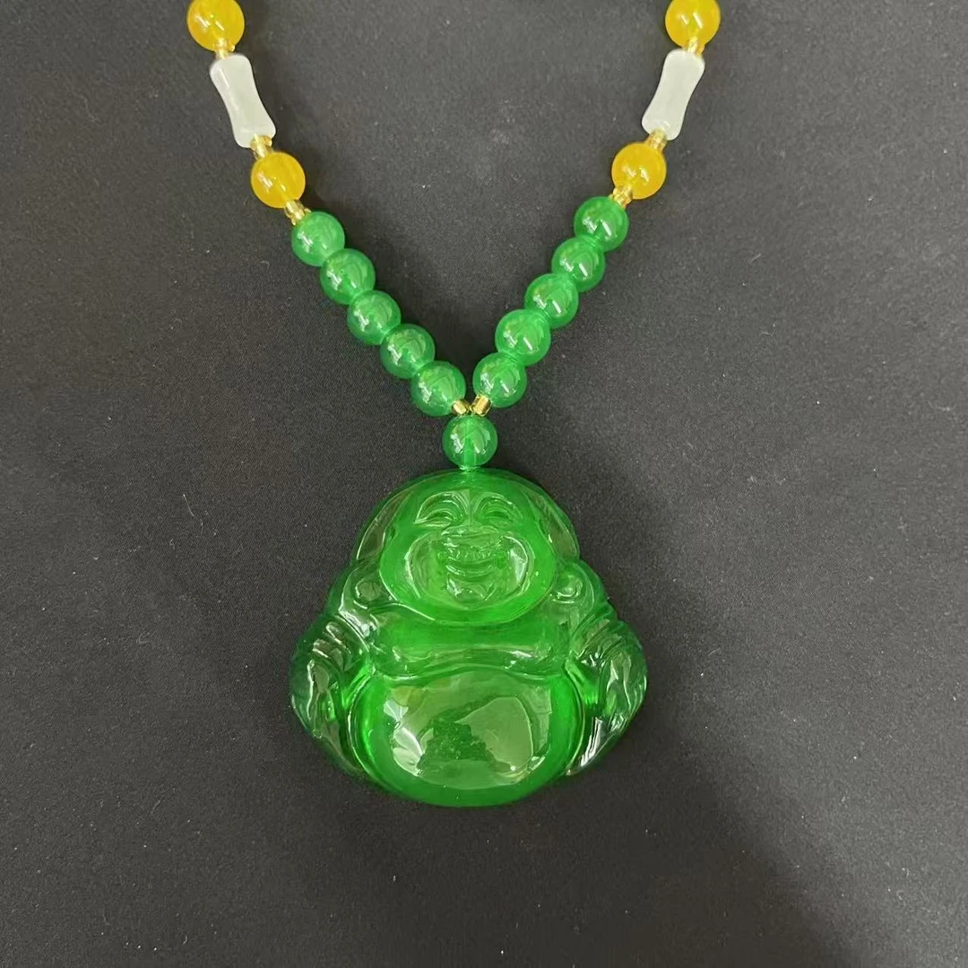 主播推荐翠色欲流春意盎然弥勒佛吊坠HM54161多样性发货
