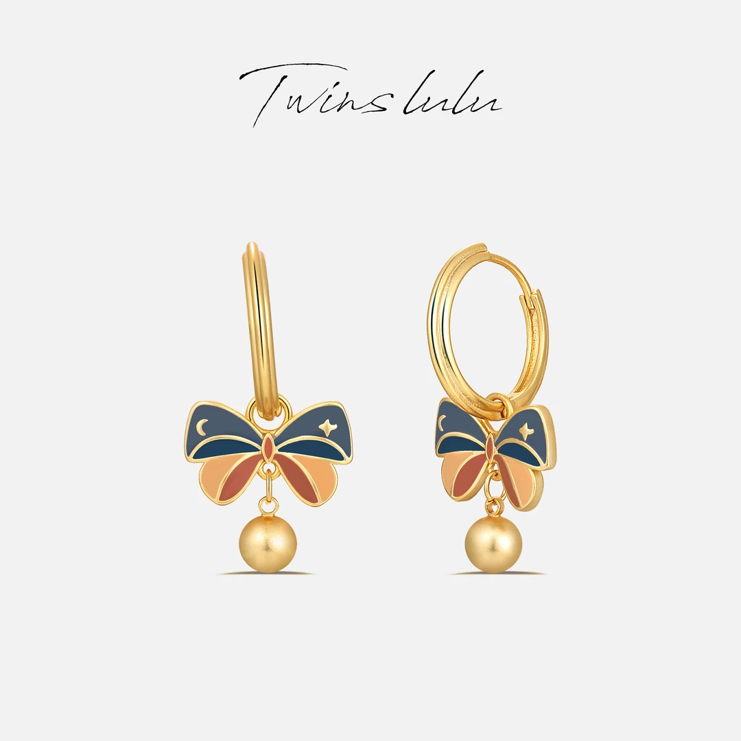 TWINS LULU流光风秋上新气质国潮新中式蝴蝶结耳环秋上新TSL1672