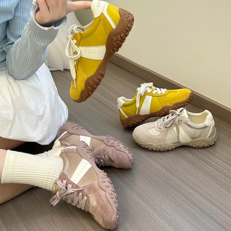 时尚厚底德训鞋女2025春新款百搭透气软底运动舒适阿甘休闲鞋