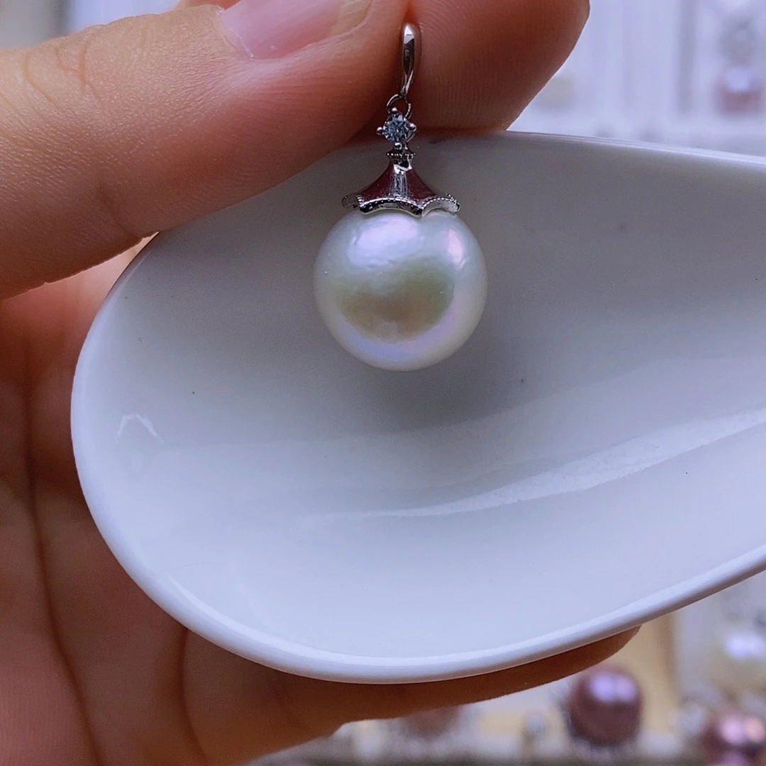 淡水珍珠银S925镶嵌吊坠(赠链)
