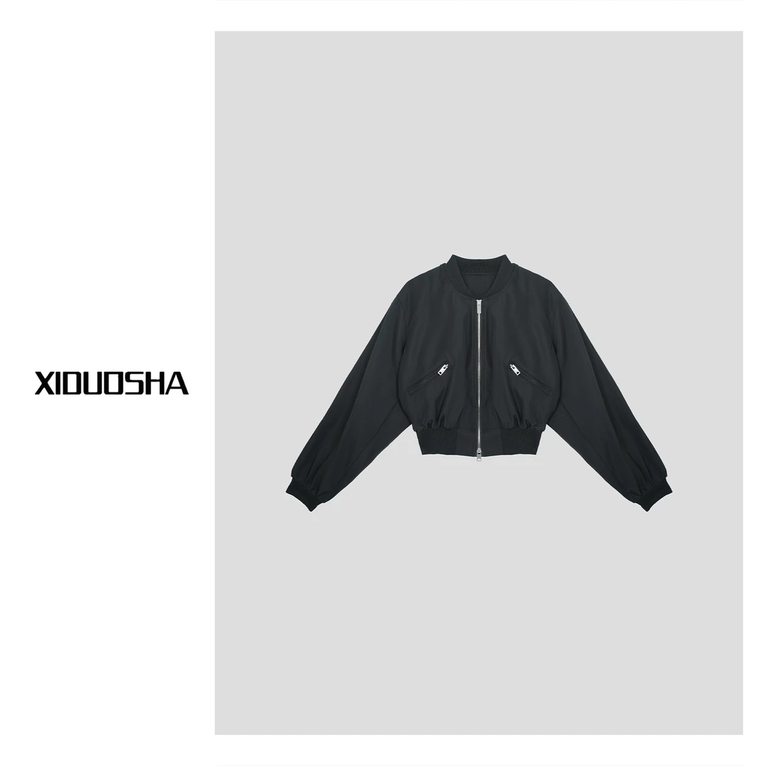 XIDUOSHA/喜朵莎原创设计款隔断拼接棒球外套 XDS1505