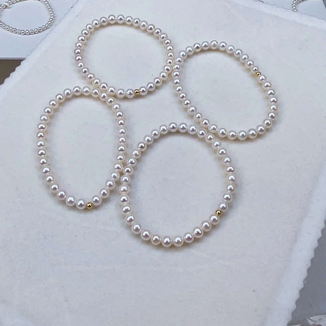 银S925镶嵌手绳淡水珍珠5-6天然淡水珍珠手链