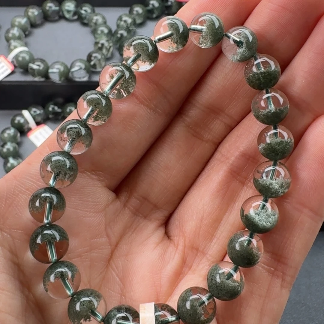 手链未镶嵌水晶天然绿幽灵聚宝盆毕业级8